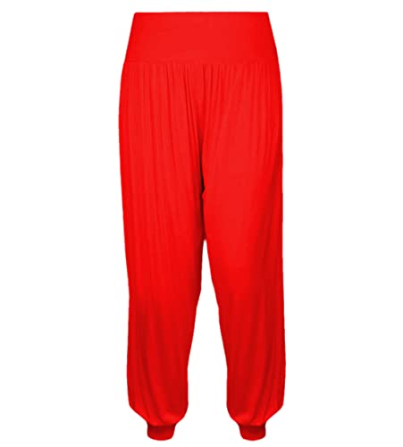 Gum & Berries Haremshose für Mädchen Alibaba locker lässig Baggy-Hose Sport Tanz elastisch Yoga-Leggings Kinder Neon ausgestelltes Kostüm Kinder Bequeme entspannte Hose mit hoher Rot 11-12 Jahre von Gum & Berries