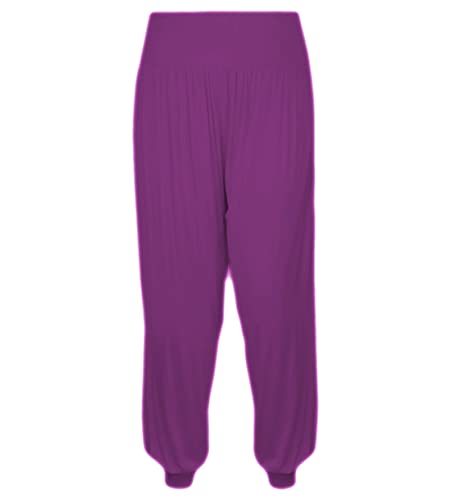 Gum & Berries Haremshose für Mädchen Alibaba locker lässig Baggy-Hose Sport Tanz elastisch Yoga-Leggings Kinder Neon ausgestelltes Kostüm Kinder Bequeme entspannte Hose mit hoher Violett 11-12 Jahre von Gum & Berries