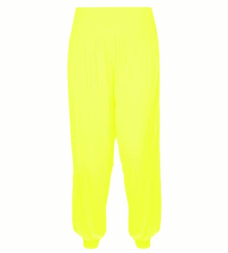 Haremshose für Mädchen Alibaba locker lässig Baggy-Hose Sport Tanz elastisch Yoga-Leggings Kinder Neon ausgestelltes Kostüm Kinder bequeme entspannte Hose mit hoher Neon Gelb 13-14 Jahre von Gum & Berries