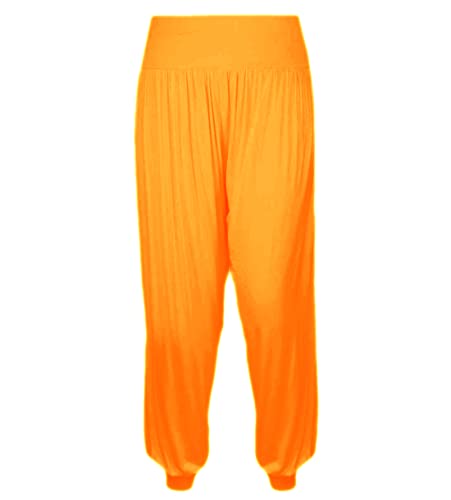 Haremshose für Mädchen Alibaba locker lässig Baggy-Hose Sport Tanz elastisch Yoga-Leggings Kinder Neon ausgestelltes Kostüm Kinder bequeme entspannte Hose mit hoher Neon orange 11-12 Jahre von Gum & Berries