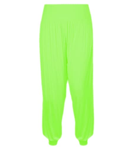 Gum & Berries Haremshose für Mädchen Alibaba locker lässig Baggy-Hose Sport Tanz elastisch Yoga-Leggings Kinder Neon ausgestelltes Kostüm Kinder Bequeme entspannte Hose mit hoher Neongrün 7-8 Jahre von Gum & Berries