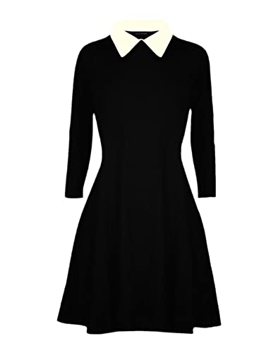 Mädchen Kragen Swing Kleid Langarm Flare Franki A-Linie Midi Skater Kleider Kinder Uniform Top Schwarz 11-12 Jahre von Gum & Berries