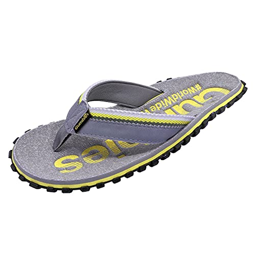Gumbies Cairns - Flip Flops aus recycelten Materialien - robuste Sohle aus wiederverwerteten Autoreifen, ergonomisches Fußbett, weicher Zehensteg, bequeme Riemen - Yellow, 46 von Gumbies