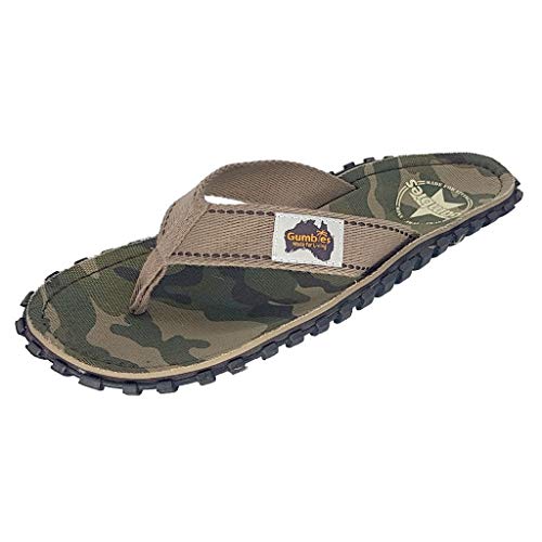 Gumbies Originals - Flip Flops aus recycelten Materialien - profilierte Sohle aus wiederverwerteten Autoreifen, Fußbett aus Canvas-Baumwolle, Baumwoll-Zehensteg - Camouflage, 39 von Gumbies