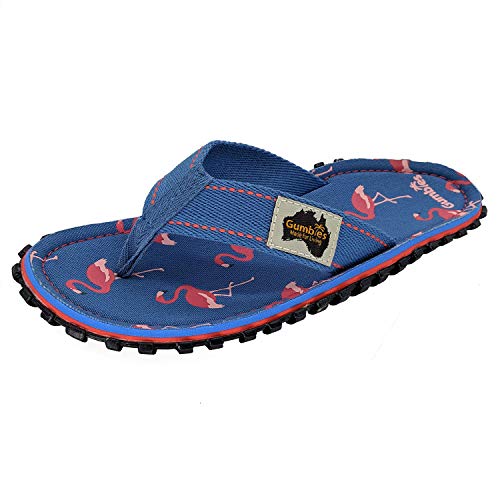 Gumbies Originals Blau - Flip Flops aus recycelten Materialien - robuste Sohle aus wiederverwerteten Autoreifen, weiches Fußbett aus Canvas-Baumwolle, bequemer Baumwoll-Zehensteg - Flamingo, 42 von Gumbies