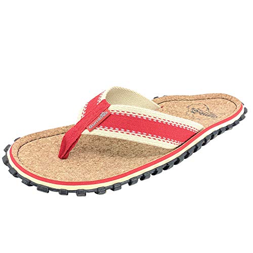 Gumbies Corker - Flip Flops aus Kork mit robuster Sohle aus wiederverwerteten Autoreifen, Fußriemen aus recycelter Baumwolle, ergonomisches Fußbett - Red, 36 von Gumbies