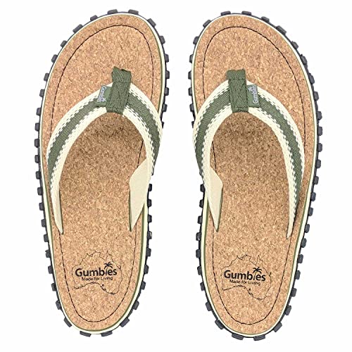 Gumbies Corker Unisex-Flip-Flops, mit superweicher Baumwoll-Zehensteg, nachhaltigem Kork und recycelter Gummisohle Komfort garantiert, khaki, 36 2/3 EU von Gumbies