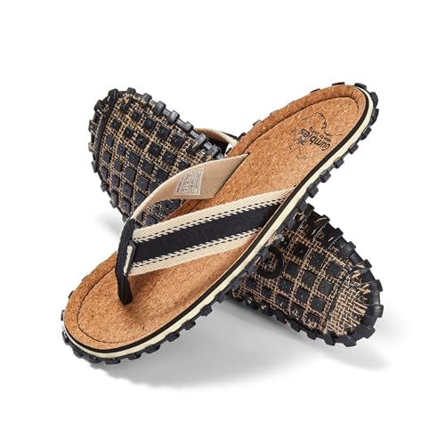 Gumbies Corker Unisex-Flip-Flops mit superweichem Baumwoll-Zehensteg aus nachhaltigem Kork und recycelter Gummisohle Komfort garantiert, Schwarz , 48 EU von Gumbies