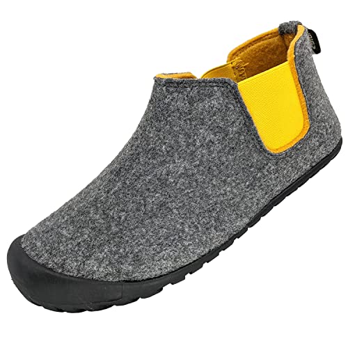 Gumbies Brumby Boots - Hausschuhe aus recycelten Materialien - kuschelig warm, für Drinnen und Draußen geeignet, rutschfeste und stabile Sohle, herausnehmbare Einlegesohle - Grey Curry, Größe 43 von Gumbies