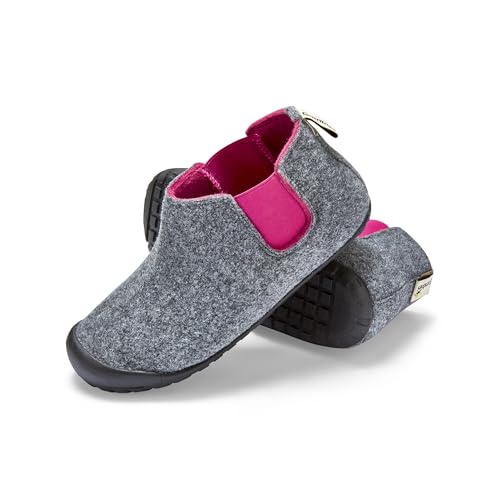 Gumbies Brumby Boots - Hausschuhe aus recycelten Materialien - kuschelig warm, für Drinnen und Draußen geeignet, rutschfeste und stabile Sohle, herausnehmbare Einlegesohle - Grey Pink, Größe 40 von Gumbies