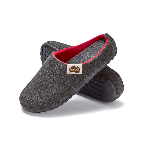 Gumbies Hausschuhe aus recycelten Materialien - rutschfeste & stabile Sohle, herausnehmbare Einlegesohle, wärmehaltend, für drinnen & draußen geeignet - Charcoal Red, 40 von Gumbies