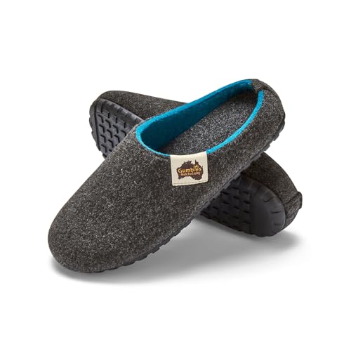 Gumbies Hausschuhe aus recycelten Materialien - rutschfeste & stabile Sohle, herausnehmbare Einlegesohle, wärmehaltend, für drinnen & draußen geeignet - Charcoal Turquoise, 46 von Gumbies