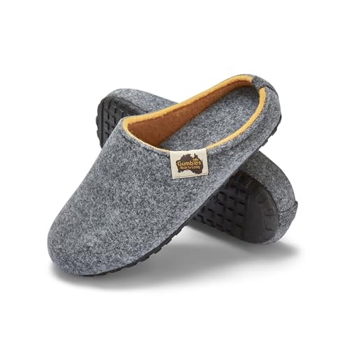 Gumbies Hausschuhe aus recycelten Materialien - rutschfeste & stabile Sohle, herausnehmbare Einlegesohle, wärmehaltend, für drinnen & draußen geeignet - Grey Curry, 41 von Gumbies