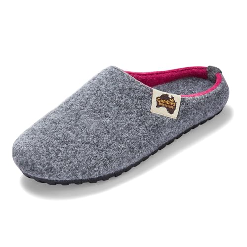 Gumbies Hausschuhe aus recycelten Materialien - rutschfeste & stabile Sohle, herausnehmbare Einlegesohle, wärmehaltend, für drinnen & draußen geeignet - Grey Pink, 40 von Gumbies