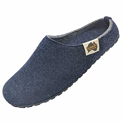 Gumbies Hausschuhe aus recycelten Materialien - rutschfeste & stabile Sohle, herausnehmbare Einlegesohle, wärmehaltend, für drinnen & draußen geeignet - Navy Grey, 43 von Gumbies