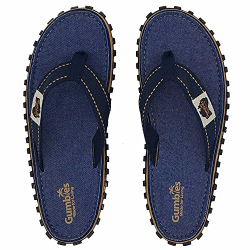 Gumbies Islander Unisex-Flip-Flops, mit superweichem Baumwoll-Zehensteg und robuster recycelter Gummisohle Komfort garantiert, denim, 47 EU von Gumbies