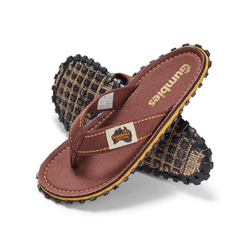 Gumbies Islander Unisex-Flip-Flops, mit superweichem Baumwoll-Zehensteg und strapazierfähiger recycelter Gummisohle, Komfort garantiert, Klassisches Braun, 45 EU von Gumbies