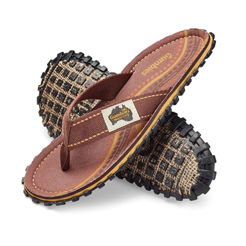 Gumbies Originals - Flip Flops aus recycelten Materialien - profilierte Sohle aus wiederverwerteten Autoreifen, Fußbett aus Canvas-Baumwolle, Baumwoll-Zehensteg - Aboriginal, 46 von Gumbies