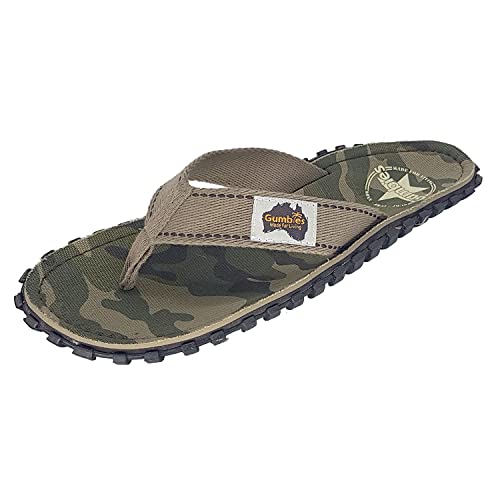 Gumbies Originals - Flip Flops aus recycelten Materialien - profilierte Sohle aus wiederverwerteten Autoreifen, Fußbett aus Canvas-Baumwolle, Baumwoll-Zehensteg - Camouflage, 40 von Gumbies