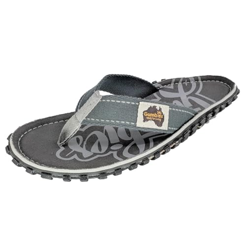 Gumbies Originals - Flip Flops aus recycelten Materialien - profilierte Sohle aus wiederverwerteten Autoreifen, Fußbett aus Canvas-Baumwolle, Baumwoll-Zehensteg - Cool Grey, 47 von Gumbies