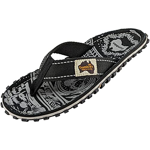 Gumbies Originals - Flip Flops aus recycelten Materialien - profilierte Sohle aus wiederverwerteten Autoreifen, Fußbett aus Canvas-Baumwolle, Baumwoll-Zehensteg - Midnight Black, 45 von Gumbies