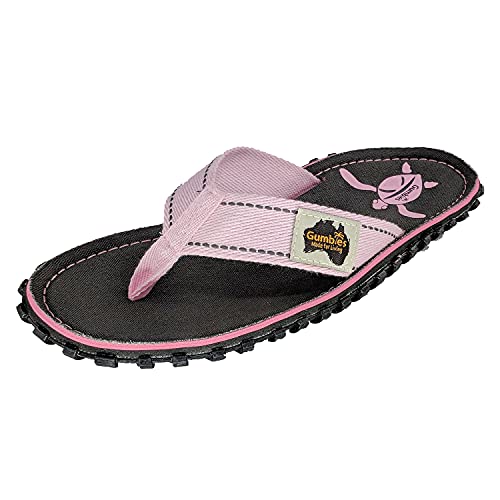 Gumbies Originals Kids - Flip Flops aus recycelten Materialien - profilierte Sohle aus wiederverwerteten Autoreifen, weiches Fußbett aus Canvas-Baumwolle, bequemer Baumwoll-Zehensteg - Turtle, 32 von Gumbies