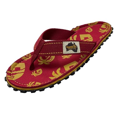 Gumbies Originals Rot - Flip Flops aus recycelten Materialien - profilierte Sohle aus wiederverwerteten Autoreifen, weiches Fußbett aus Canvas-Baumwolle, bequemer Baumwoll-Zehensteg - Red Multi G, 36 von Gumbies