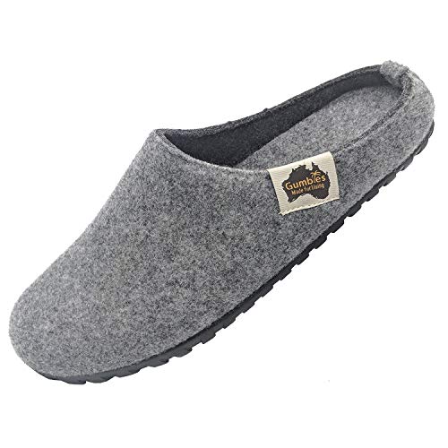 Gumbies | Outback Slipper | Hausschuhe Damen/Herren | Sommer/Winter | Pantoffeln | Filzpantoffeln | rutschfeste Sohle (Grey, EU Schuhgrößensystem, Erwachsene, Numerisch, M, 40) von Gumbies