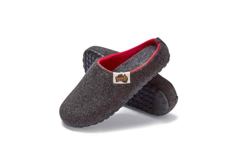 Gumbies Outback Slipper in Charcoal Red Hausschuh aus recycelten Materialien, rutschfeste & stabile Sohle von Gumbies