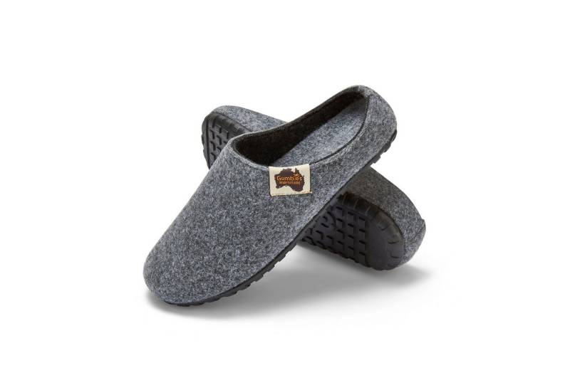 Gumbies Outback Slipper in Grey Charcoal Hausschuh aus recycelten Materialien, rutschfeste & stabile Sohle von Gumbies