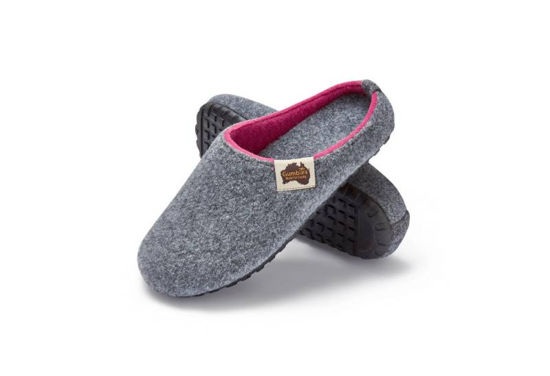 Gumbies Outback Slipper in Grey Pink Hausschuh aus recycelten Materialien, rutschfeste & stabile Sohle von Gumbies