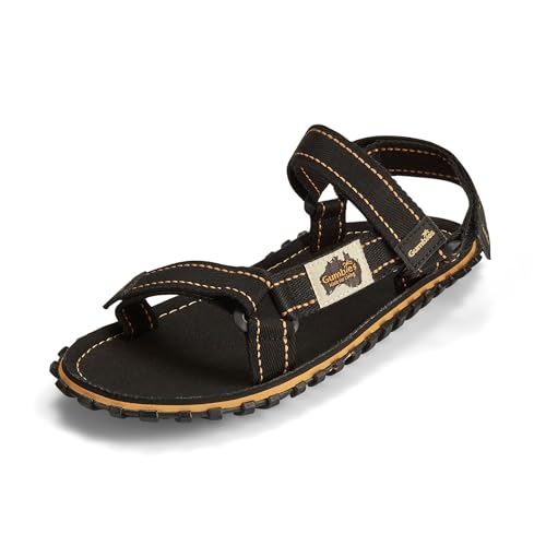Gumbies Tracker - Trekkingsandalen mit stabiler Sohle aus recycelten Autoreifen, ergonomisches Fußbett aus Canvas-Baumwolle, verstellbare Riemen - Black, 38 von Gumbies