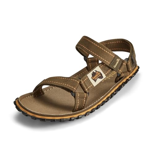 Gumbies Tracker - Trekkingsandalen mit stabiler Sohle aus recycelten Autoreifen, ergonomisches Fußbett aus Canvas-Baumwolle, verstellbare Riemen - Khaki, 36 von Gumbies