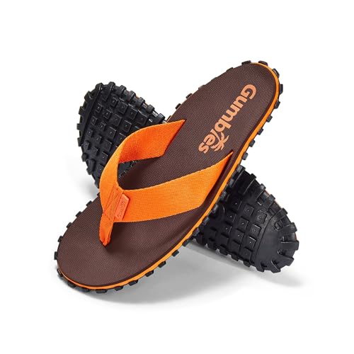 Gumbies Duckbills - Badeschlappen mit rutschfester Gummisohle aus recycelten Autoreifen - weicher Zehensteg aus wiederverwerteten PET-Flaschen, ergonomisches Fußbett - Brown/Orange, 37 von Gumbies