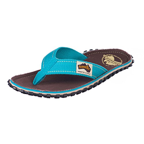 Gumbies Originals Kids - Flip Flops aus recycelten Materialien - profilierte Sohle aus wiederverwerteten Autoreifen, weiches Fußbett aus Canvas-Baumwolle, bequemer Baumwoll-Zehensteg - Brown Retro, 28 von Gumbies