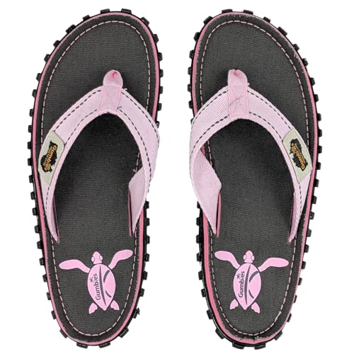 Gumbies Originals Damen - Flip Flops aus recycelten Materialien - profilierte Sohle aus wiederverwerteten Autoreifen, weiches Fußbett aus Canvas-Baumwolle, bequemer Zehensteg - Turtle, 42 von Gumbies