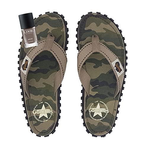 Gumbies Zehentrenner Set- Camouflage mit dem Nagellack Nature | Zehentrenner Damen | Sandalen Damen | Badeschlappen | Badelatschen von Gumbies