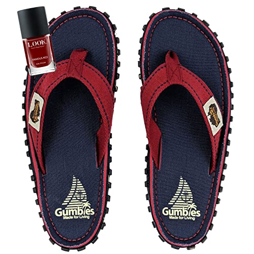 Gumbies Zehentrenner Set - Original | NAVY COAST mit dem Nagellack Famous Red | Zehentrenner Damen | Sandalen Damen | Badeschlappen | Badelatschen von Gumbies