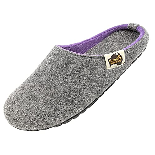 Outback Slipper Grey-Lilac | Hausschuhe | Sommer/Winter | Pantoffeln | Filzpantoffeln Damen/Herren | rutschfeste Sohle | Puschen Damen/Herren| Schuhgröße/Größe 36-46 von Gumbies