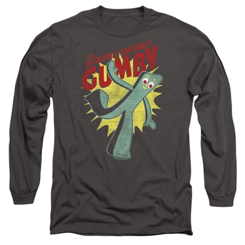 Gumby Unisex Bendable Long Sleeve, Charcoal T-Shirt, anthrazit, M von Gumby