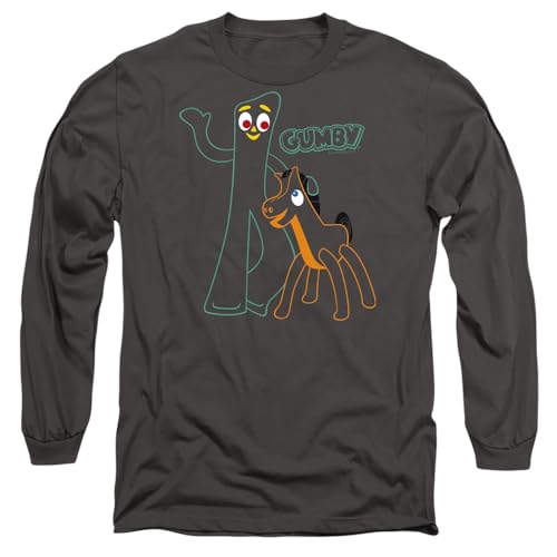 Gumby Unisex Outlines Long Sleeve, Charcoal T-Shirt, anthrazit, L von Gumby