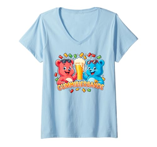 Damen Gummibären Malle Party, Gummi Bier Bande, JGA - Oktoberfest T-Shirt mit V-Ausschnitt Damen Gummibären Malle Party, Gummi Bier Bande, JGA - Oktoberfest T-Shirt mit V-Ausschnitt von Gummibierbande ,Gummibärchen, Junggesellenabschied