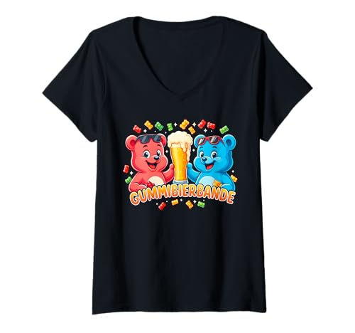 Damen Gummibären Malle Party, Gummi Bier Bande, JGA - Oktoberfest T-Shirt mit V-Ausschnitt Damen Gummibären Malle Party, Gummi Bier Bande, JGA - Oktoberfest T-Shirt mit V-Ausschnitt von Gummibierbande ,Gummibärchen, Junggesellenabschied