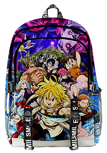 Gumstyle The Seven Deadly Sins Nanatsu No Taizai Anime Rucksack Schultasche 3D Gedruckt Laptop Backpack Büchertasche Jungen Mädchen Daypack Reisetasche 1153/14 von Gumstyle