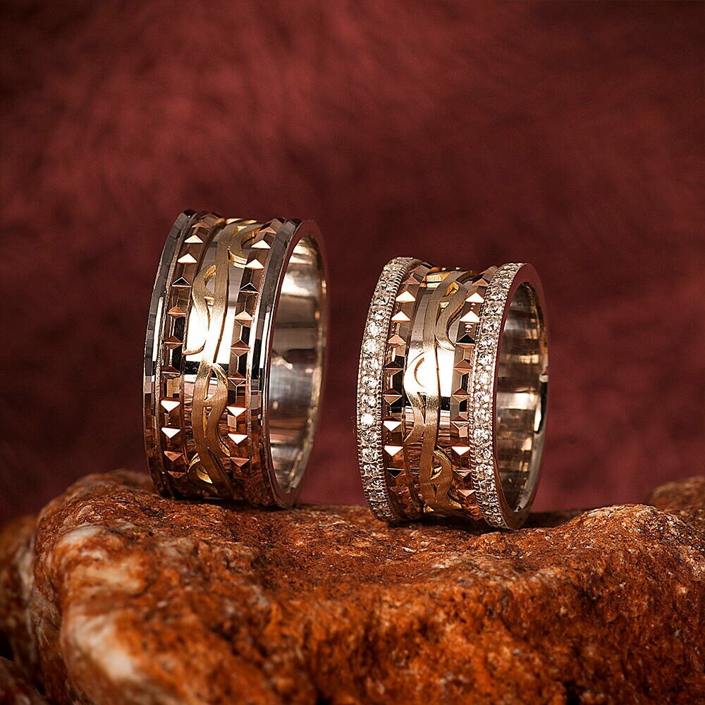 Hochzeitsringe Set, Seine Und Ihre Paare Ringe. Silber Eheringe. His & Hers Eheringe Set. Hochzeit Ring Set Für Ringpaar von Gumuscum