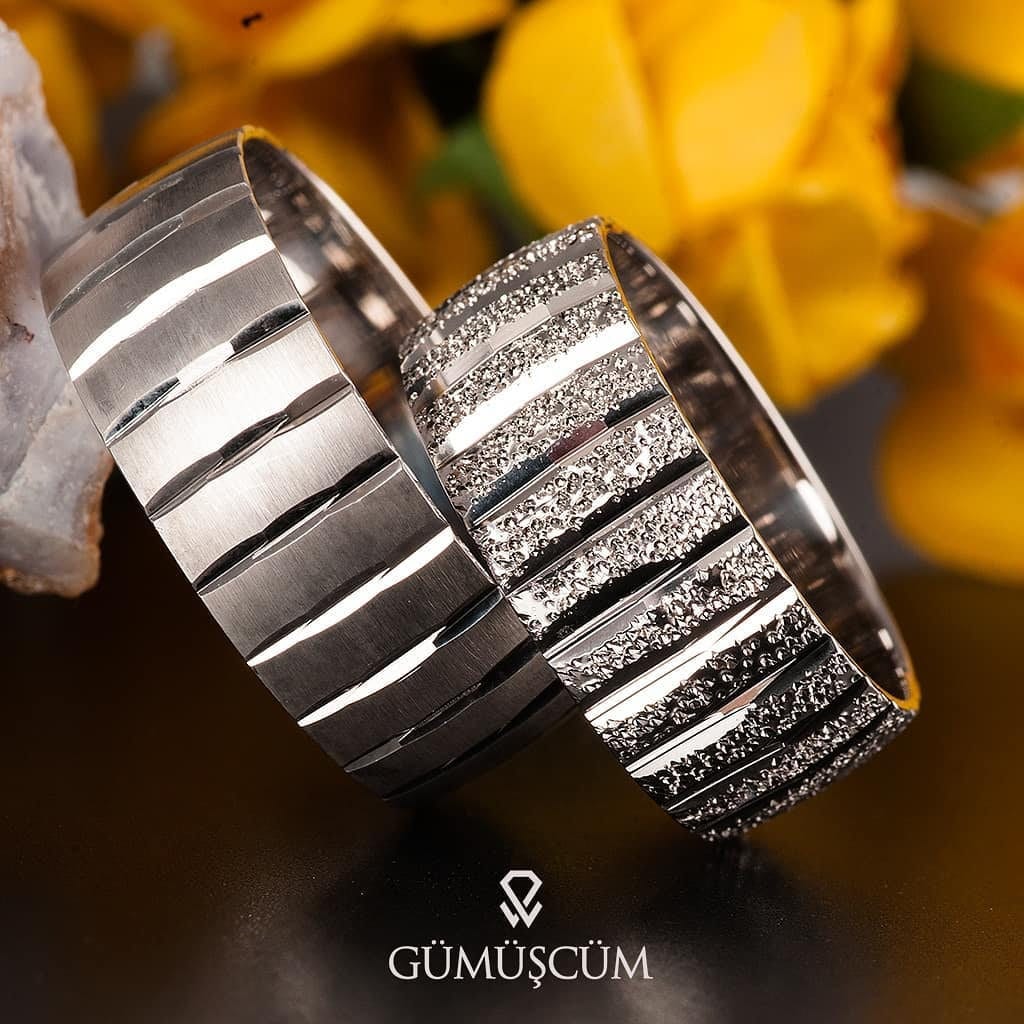 Paar Silber Eheringe - 925 Sterling Seine Und Ihre Set Paarringe von Gumuscum