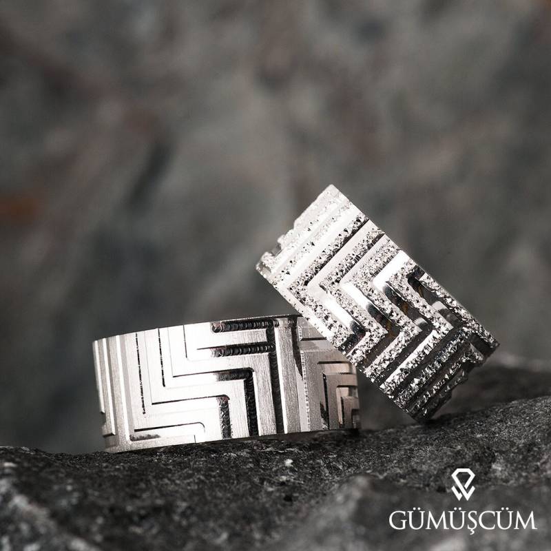 Paar Silber Eheringe - 925 Sterling Trauringe Set Silberne von Gumuscum