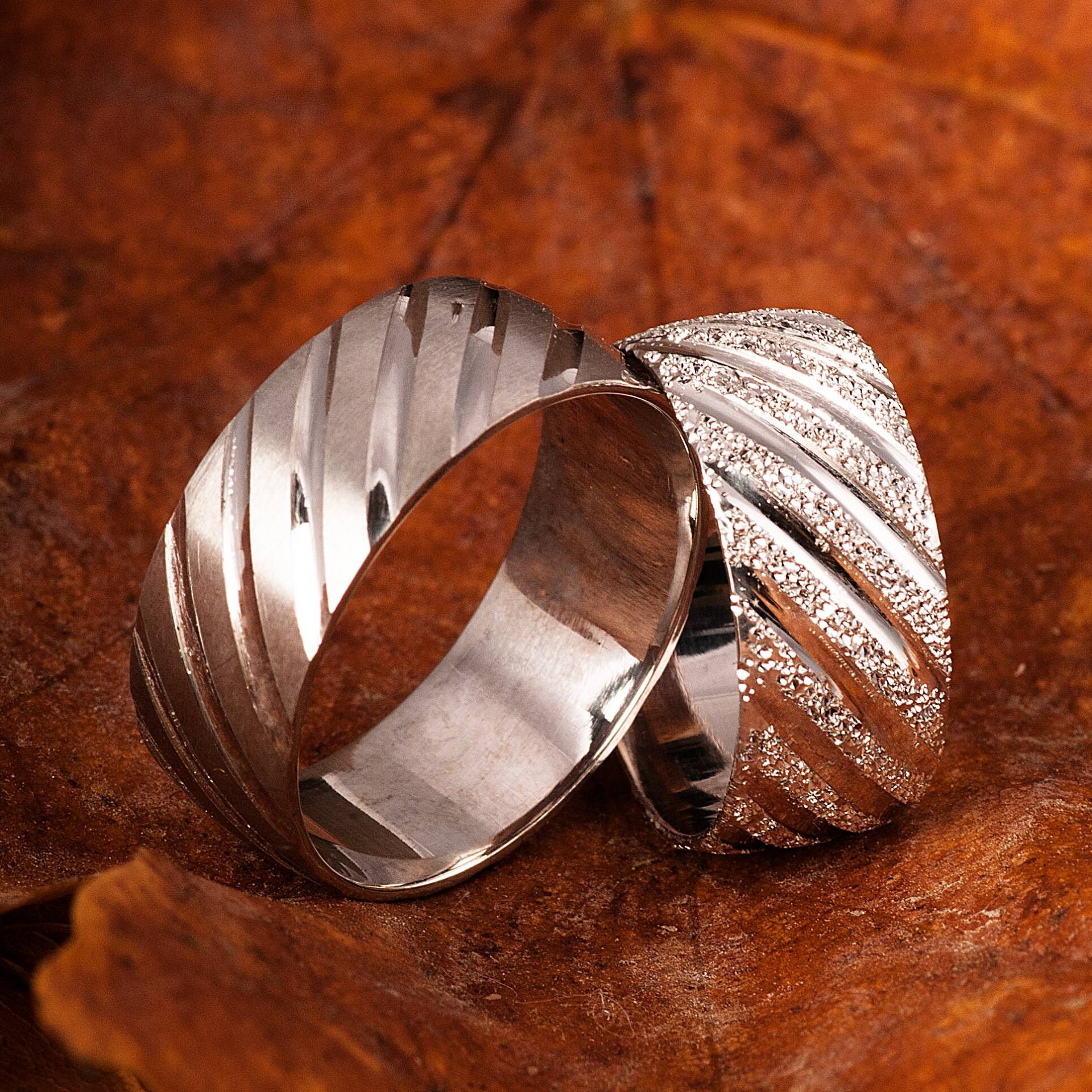 Paar Silber Eheringe - 925 Sterling Für Sie Und Ihn Set Ringe von Gumuscum