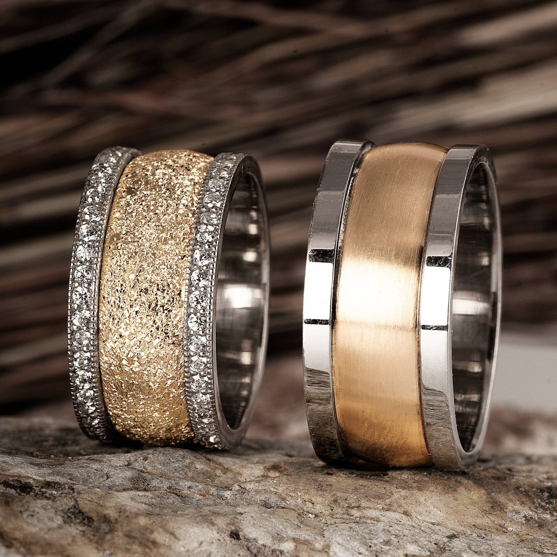 Eheringe Set, Seine Und Ihre Paare Ringe - 14K Vergoldetes Ehering Set Über Sterling Silber Eheringe Set, Seine Und Ihre Paare Ringe - 14K Vergoldetes Ehering Set Über Sterling Silber von Gumuscum