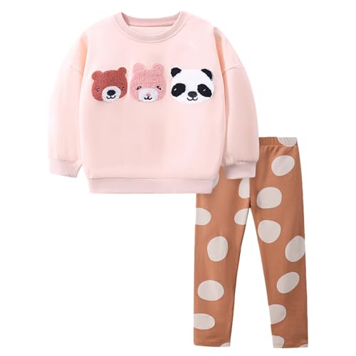 Gumyoss Mädchen Bekleidungsset Lange Tops Bär Panda Baumwolle Langarm Sweatshirt Top+Legging 2-Piece Outfits Set Gr.92 von Gumyoss